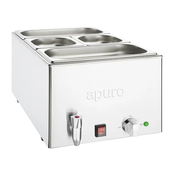 Apuro Bain Marie with Tap & Pans 2x GN 1/3 2x GN 1/6 FT692-A