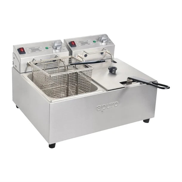 Apuro Twin Tank Twin Basket 2x 5Ltr Countertop Fryer FS499-A