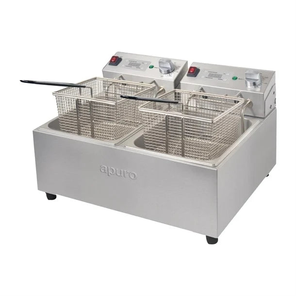 Apuro Twin Tank Twin Basket 2x 5Ltr Countertop Fryer FS499-A