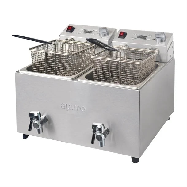 Apuro Twin Tank Twin Basket 8Ltr Countertop Fryer FC375-A