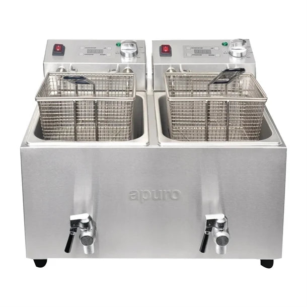 Apuro Twin Tank Twin Basket 8Ltr Countertop Fryer FC375-A