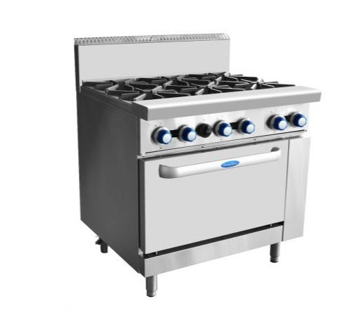 Cookrite 6 Burner Gas Range With Static Oven 900mm Wide AT80G6B-O