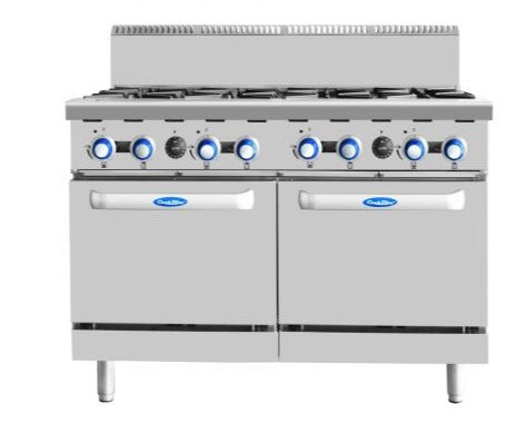 Cookrite 8 Burner Gas Range With Static Oven’s 1200mm Wide AT80G8B-O
