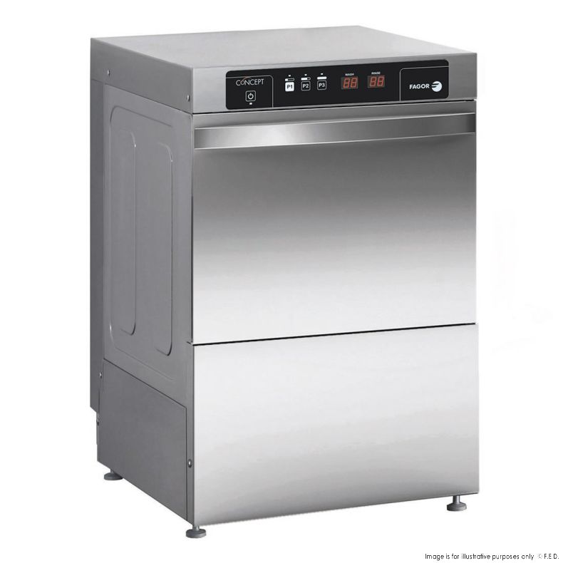 Fagor Evo-Concept Glass Washer With Drain Pump And Detergent & Rinse Dispenser Cold Rinse CO-402BDD