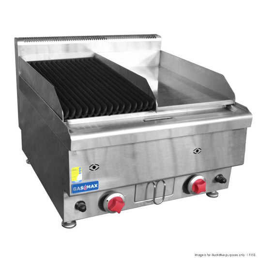 GasMax Benchtop Combo 1/2 Char & 1/2 Griddle JUS-TRGH60