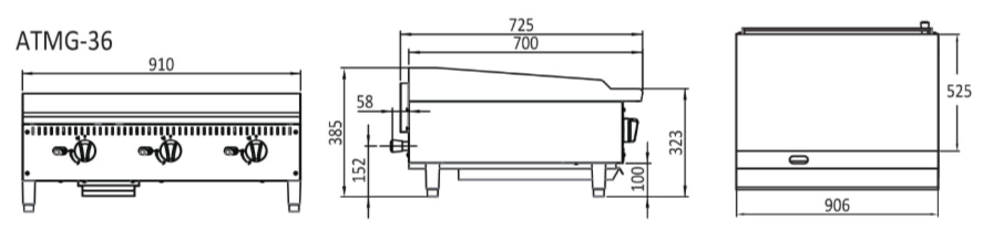 Cookrite 910MM GRIDDLE W910 X D725 X H385 ATMG-36