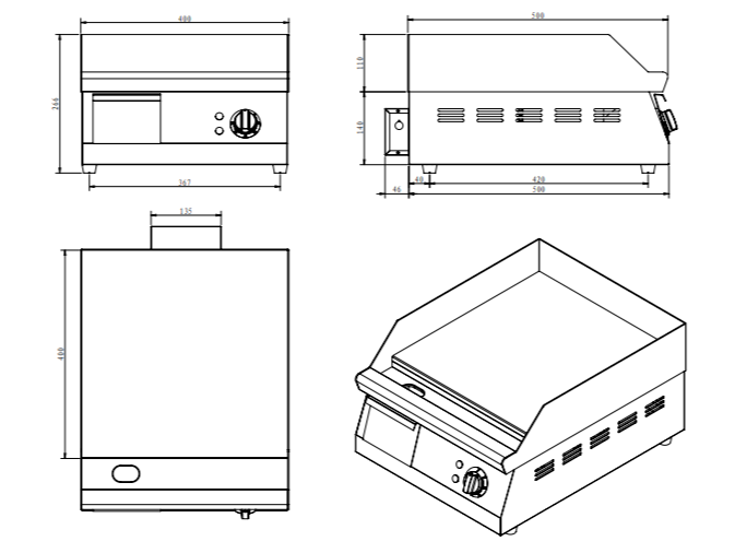 Benchstar Max~Electric Griddle GH-400E