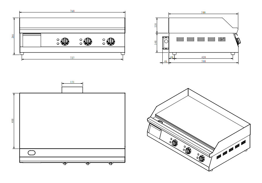 Benchstar Max~Electric Griddle GH-760E