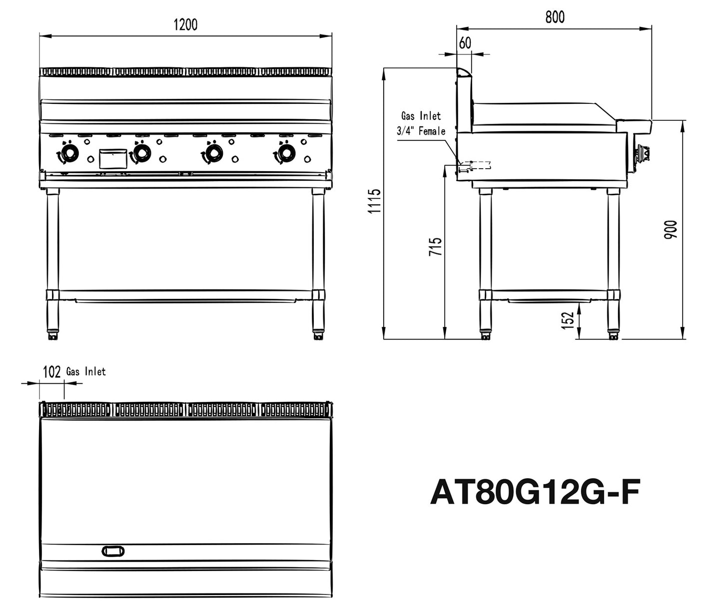 Cookrite 1200MM HOTPLATE AT80G12G-F