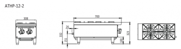 Cookrite 2 Burner Cook Top ATHP-12-2