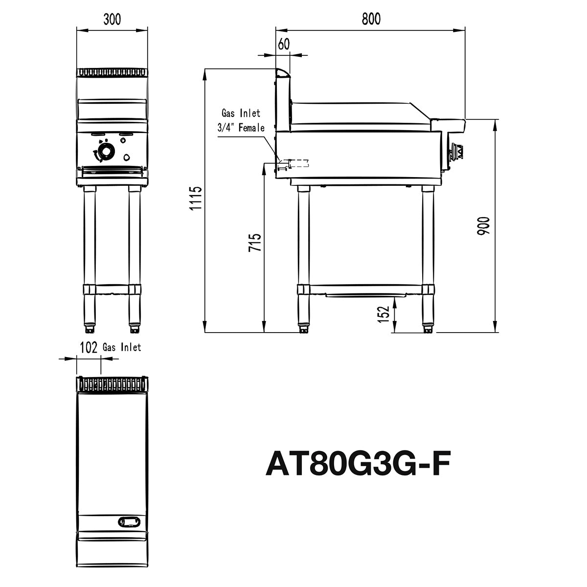 Cookrite 300MM HOTPLATE AT80G3G-F