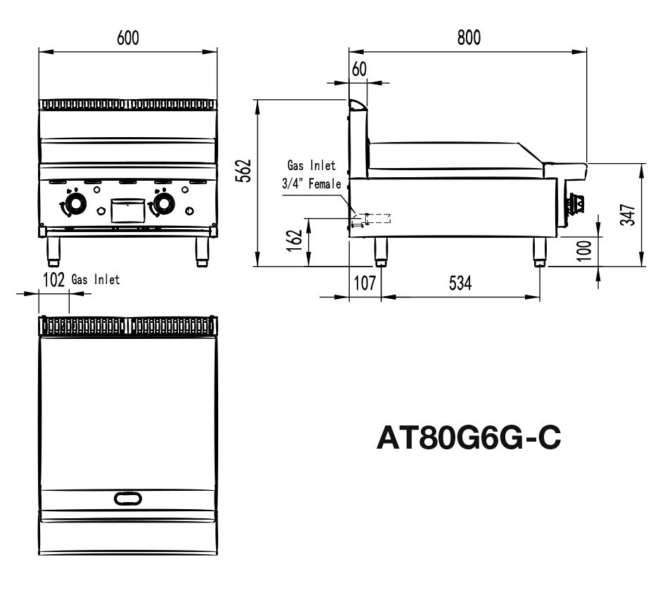 Cookrite 600 MM HOTPLATE AT80G6G-C