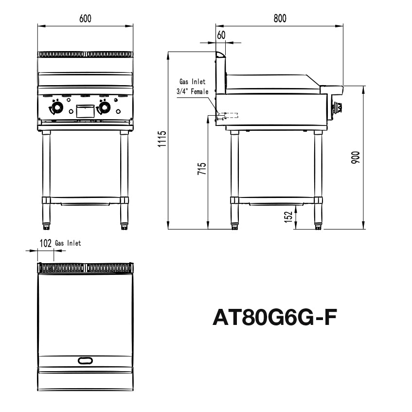 Cookrite 600MM HOTPLATE AT80G6G-F