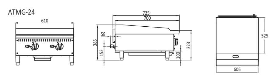 Cookrite 610MM GRIDDLE W610 X D725 X H385 ATMG-24