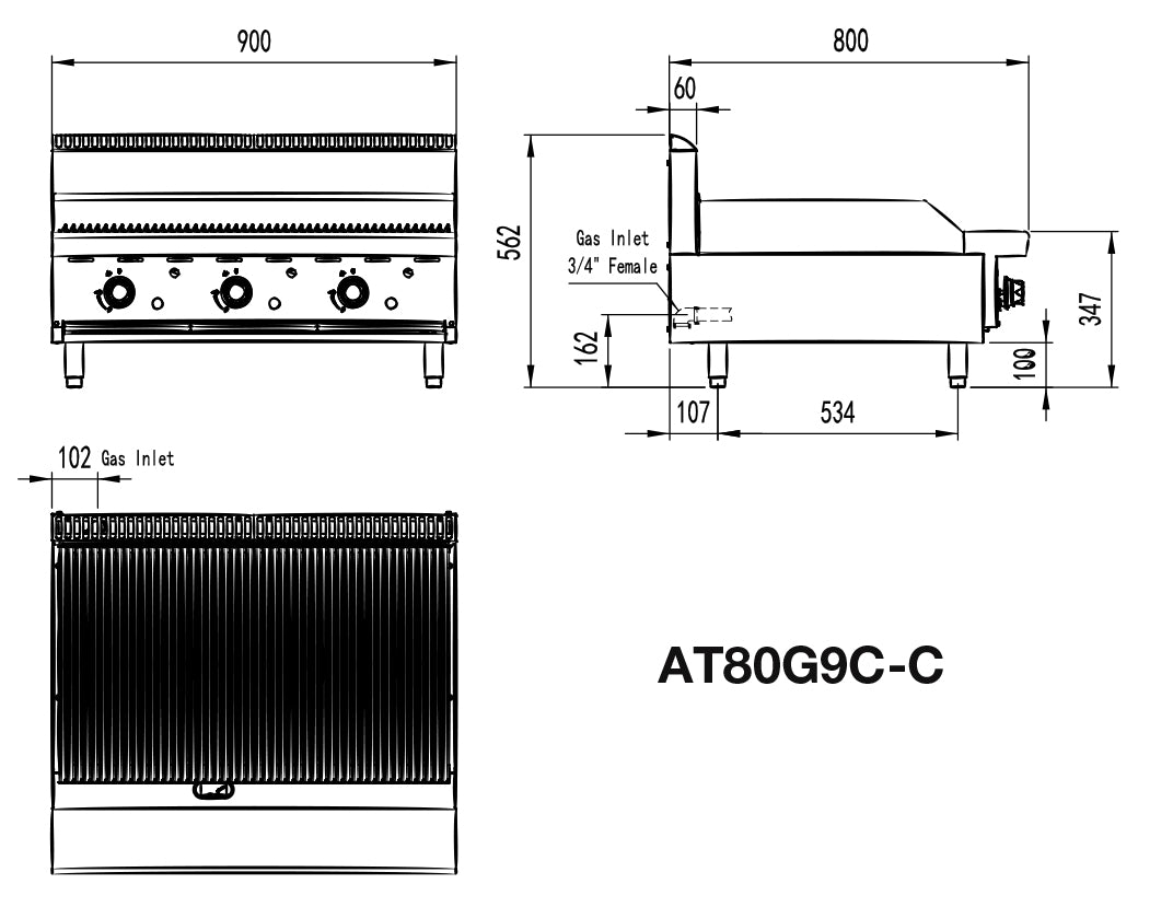 Cookrite 900 MM HOTPLATE AT80G9G-C