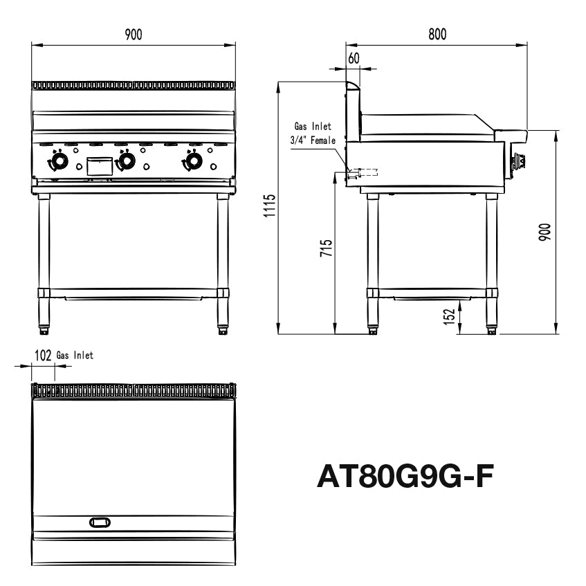 Cookrite 900MM HOTPLATE AT80G9G-F